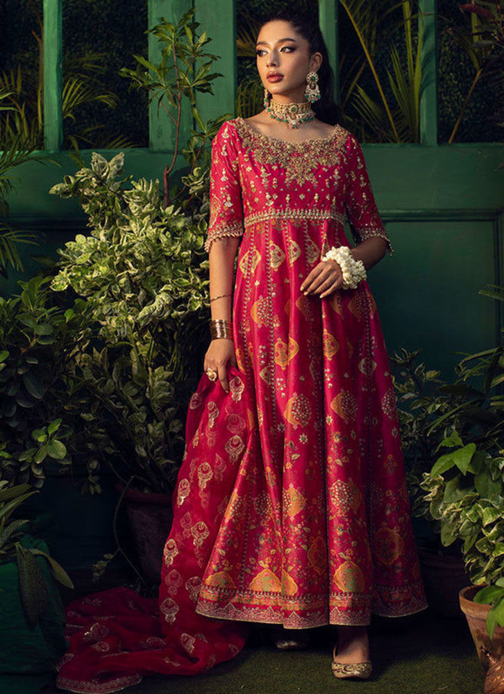 Picture of Rana Scarlett kalidar with Pure organza baali embroidered dupatta