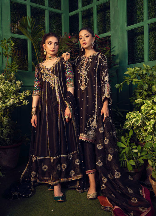 Vida Black kurta with Black organza embroidered dupatta