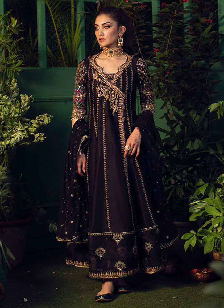 Picture of Veera black Kalidaar Angarkha with sequence dupatta