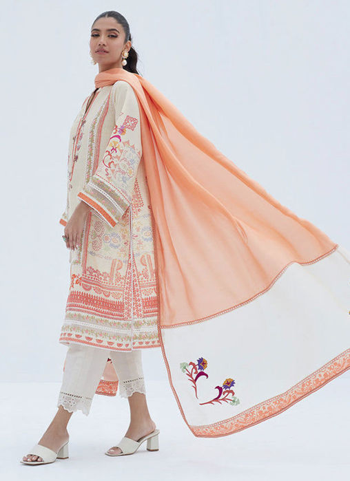 Sisily Ivory Shirt And Dupatta