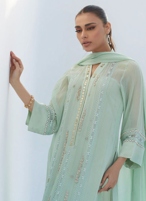 Melissa Aqua Shirt And Dupatta