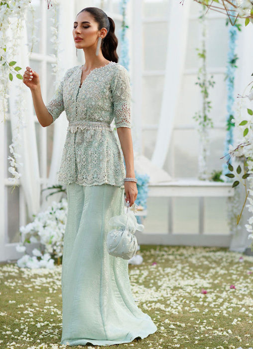 Ella Aqua Peplum With Dhakha Pants