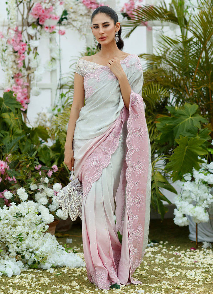 Picture of Camelia silver to blush Ombre Saree