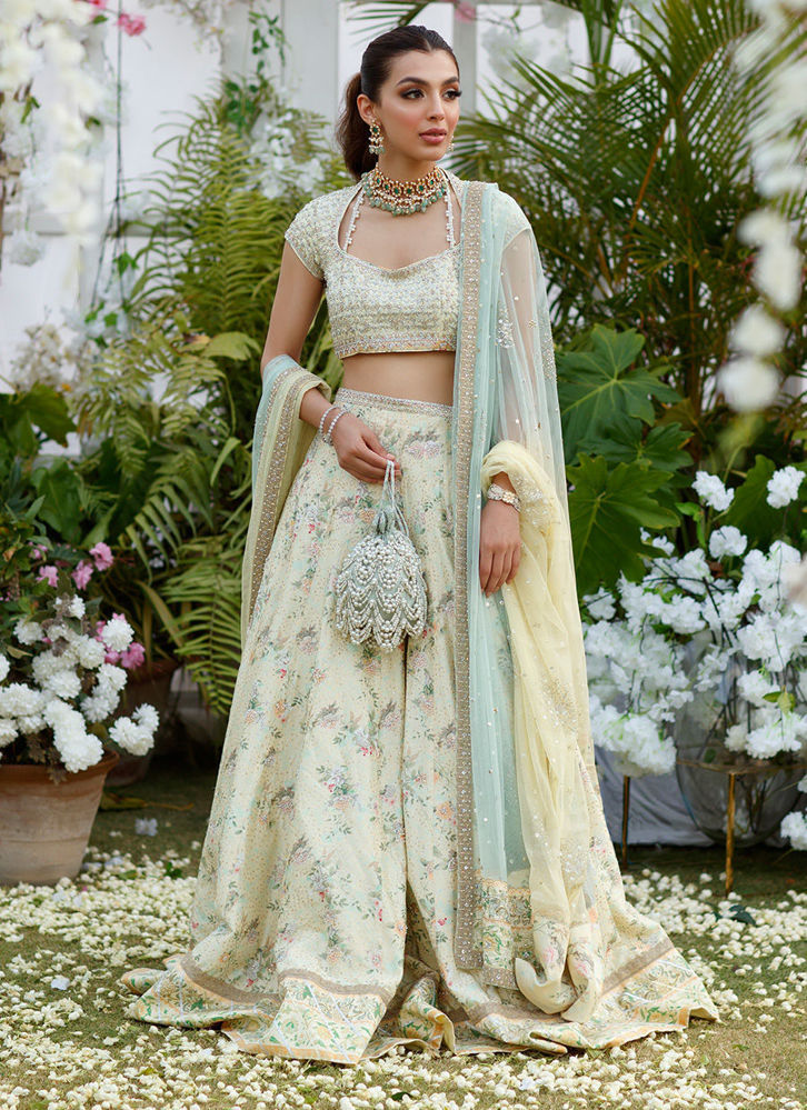 Picture of Zoe lemon Mint hand embellished Lehnga Choli