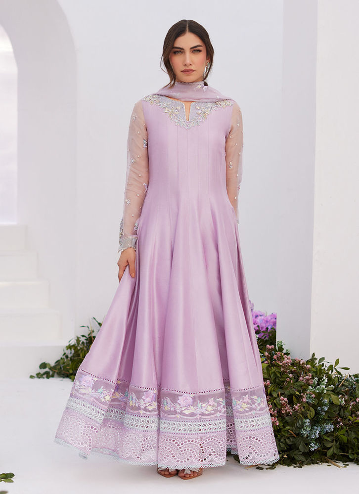 Picture of Manon lilac embellished raw silk kalidaar