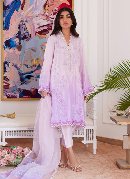 Lavinia Ombre Embroidered Raw Silk Shirt With Dupatta