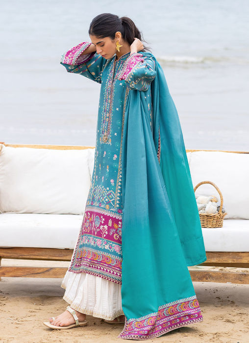 Oceana Teal Shirt and Dupatta