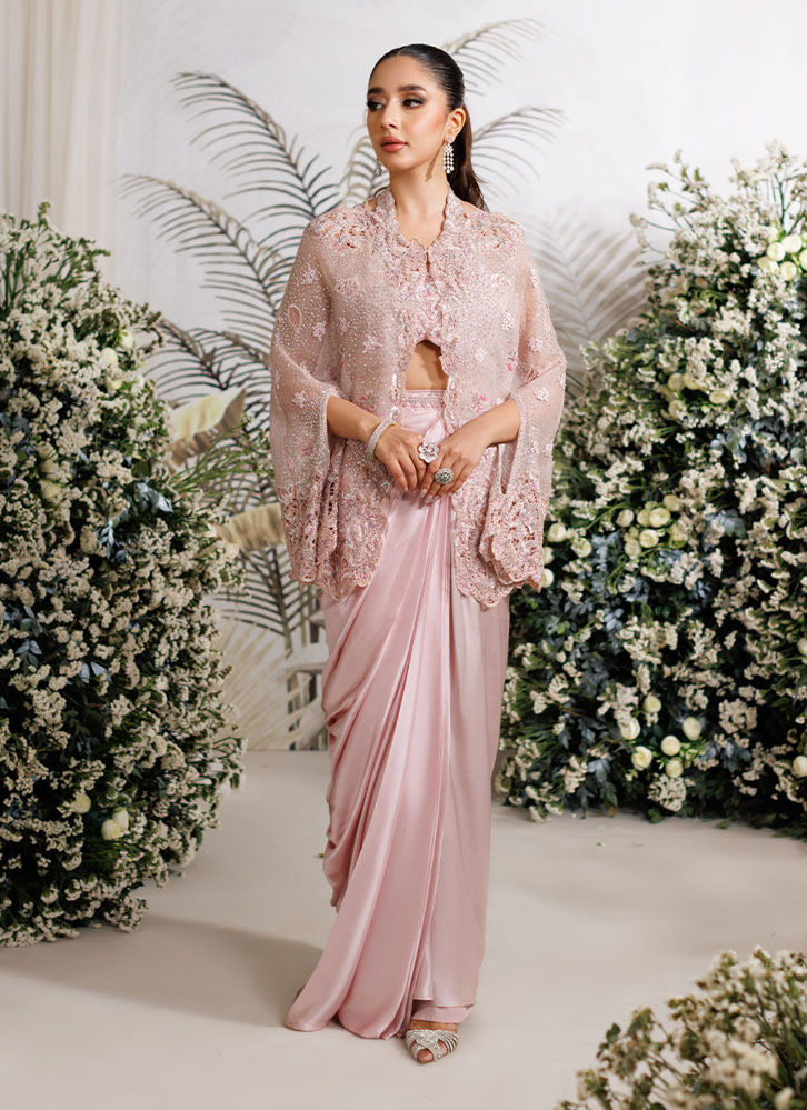 Picture of Eris Organza Cape with Pre-Draped Skirt