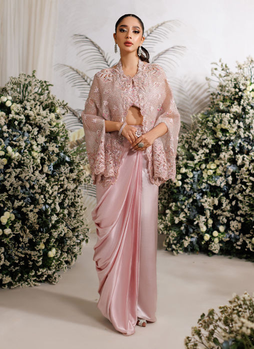 Eris Organza Cape with Pre-Draped Skirt