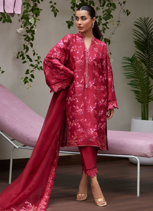 Dinara Scarlett Embroidered Shirt & dupatta