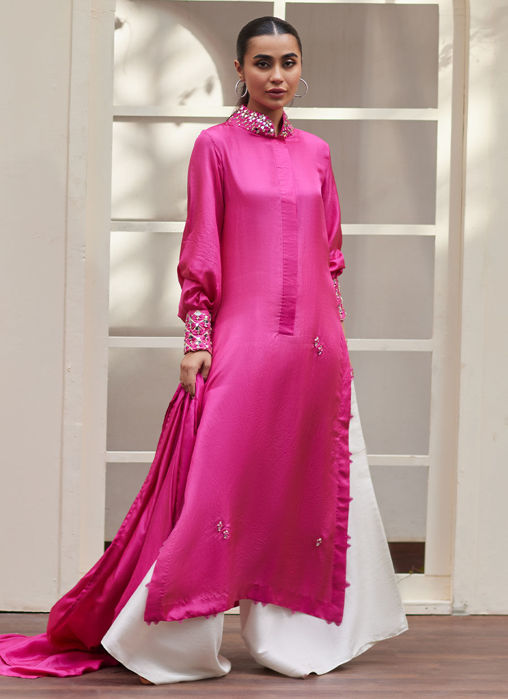 Vanka fuschia raw silk shirt