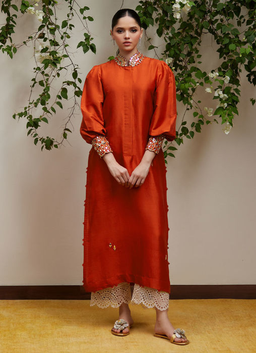 Yuri Rust Raw silk shirt