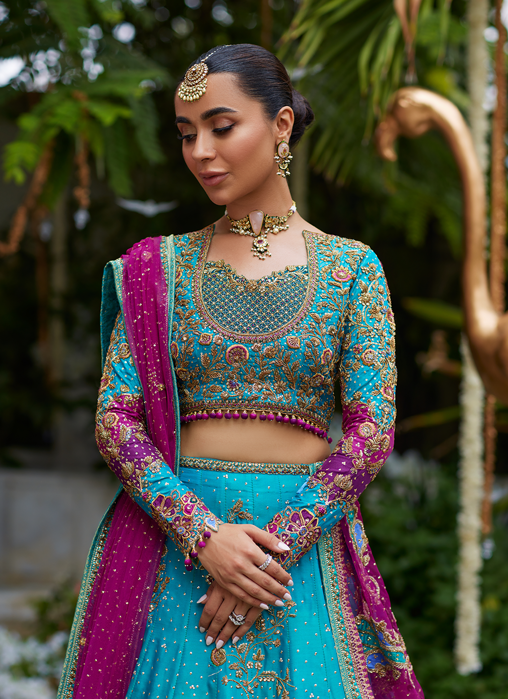 Nuresa Teal Lehenga Choli