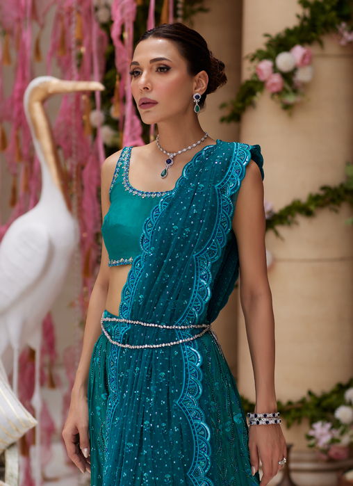 Miral Teal Lehenga Choli