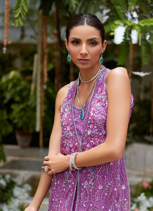 Hana Purple Front Open Jacket