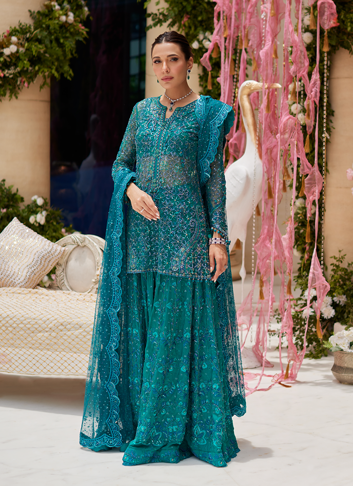 Picture of Miral Teal Short Shirt And Lehenga