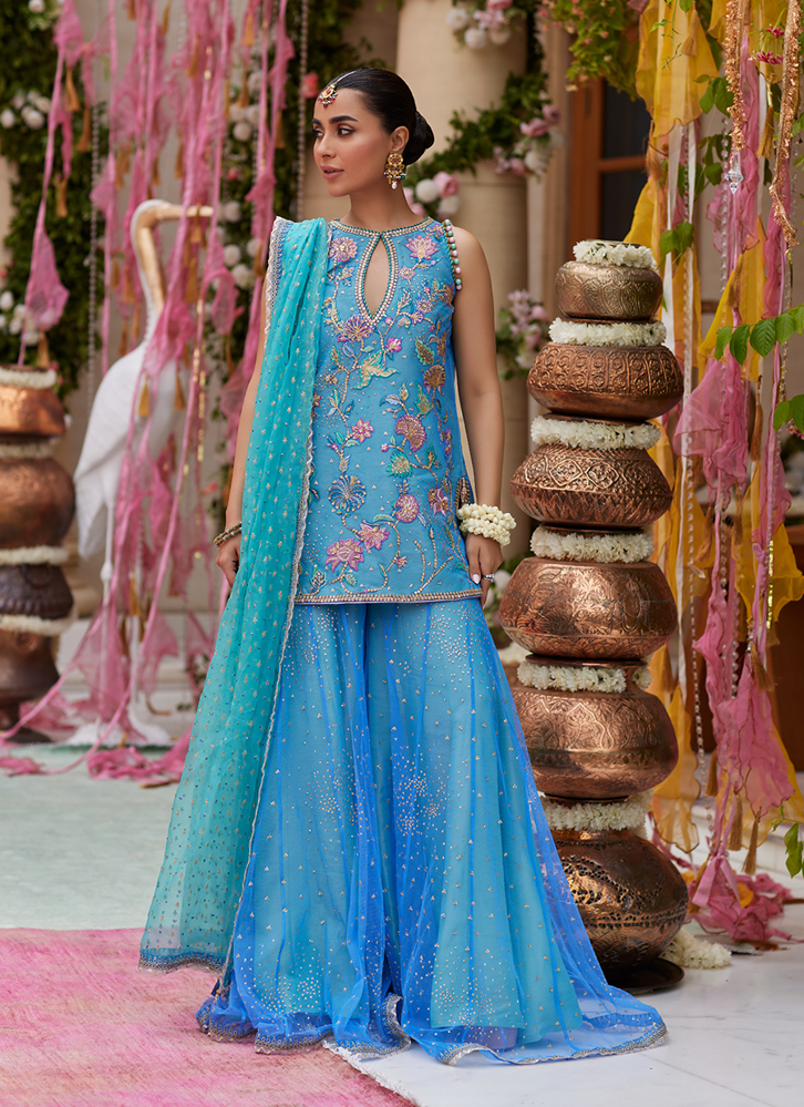 Picture of Ezlyn French Blue Short Shirt And Dhaka