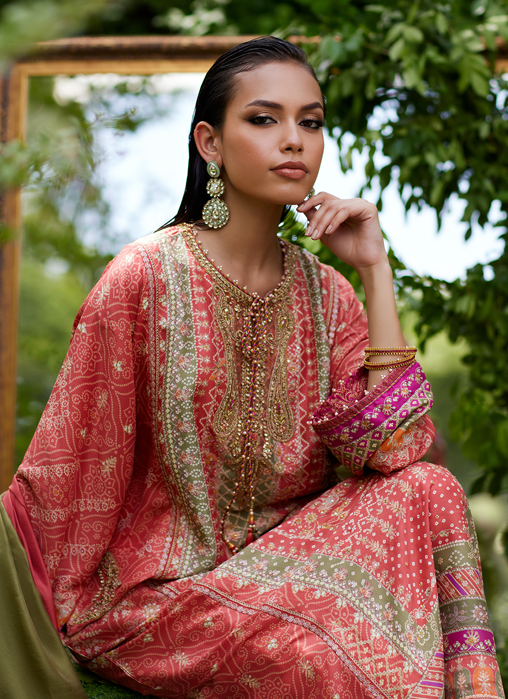 Bazif Burnt Orange Shirt And Dupatta