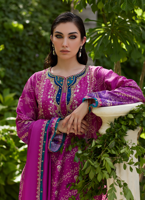 Tazeen Magenta Ombre Shirt And Dupatta