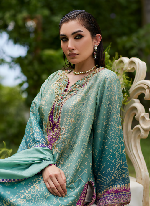 Leisha Teal Ombre Shirt And Dupatta
