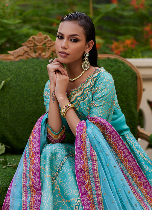 Zaiba Turquoise Kalidaar