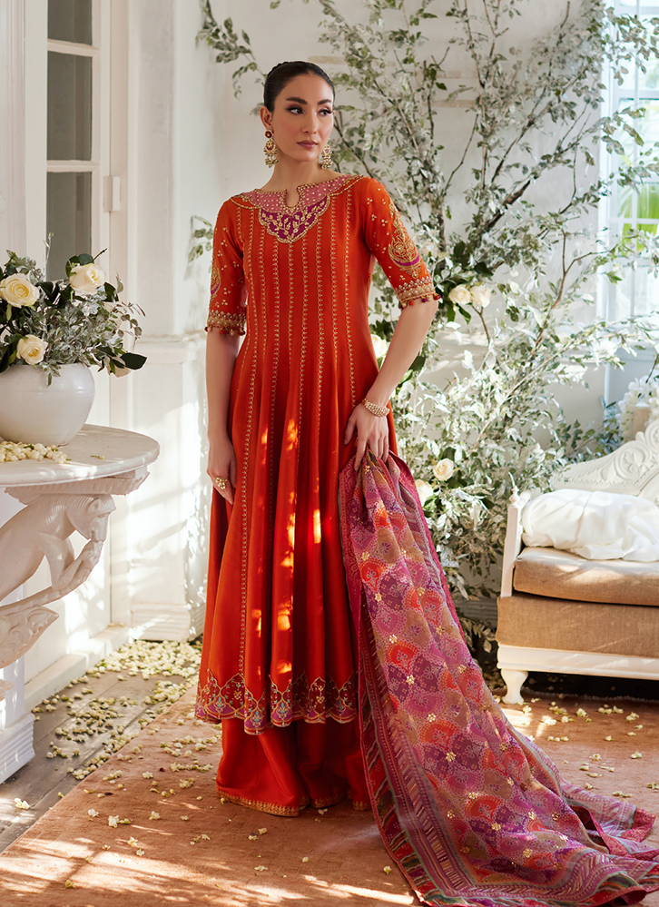 Picture of Kusum Burnt Orange Kalidaar and Dupatta