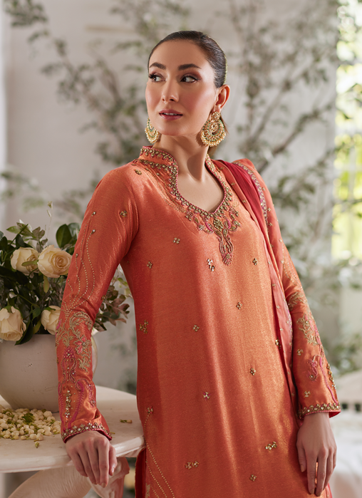 Ceren Coral Shirt and Dupatta