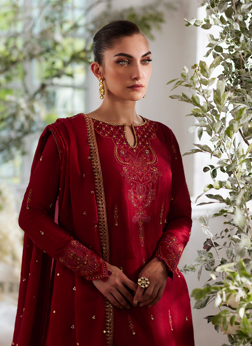 Ediz Scarlet Shirt and Dupatta