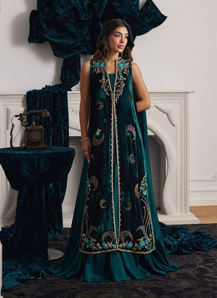 Picture of Ormaie Emerald Shirt And Panelled Dress Jacket