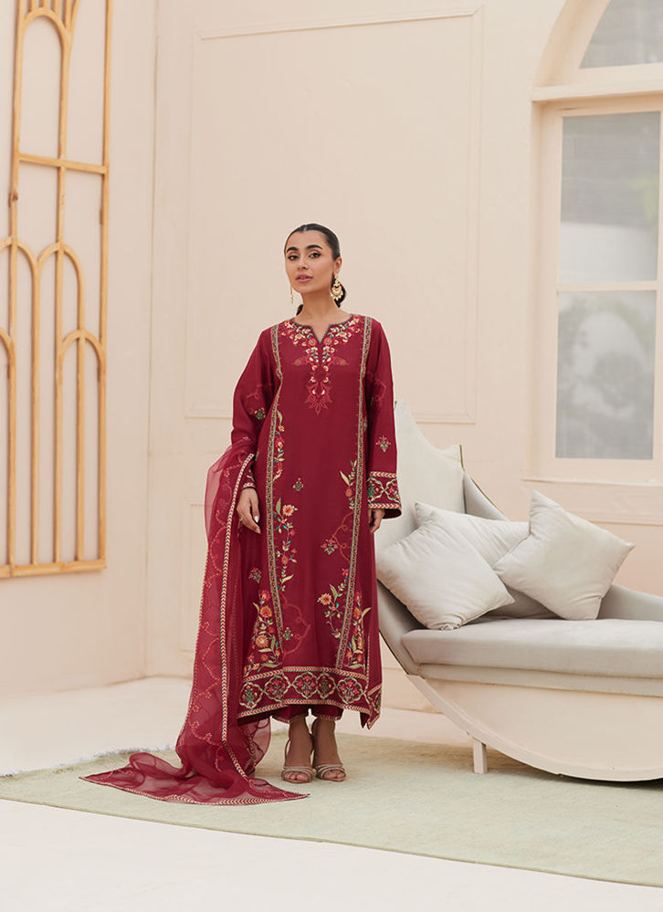 Picture of Marsala Silk Shirt and Dupatta