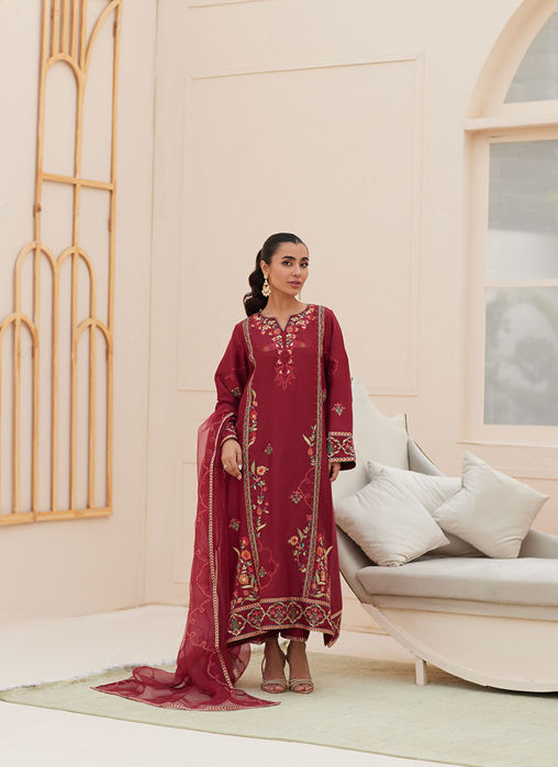 Marsala Silk Shirt and Dupatta