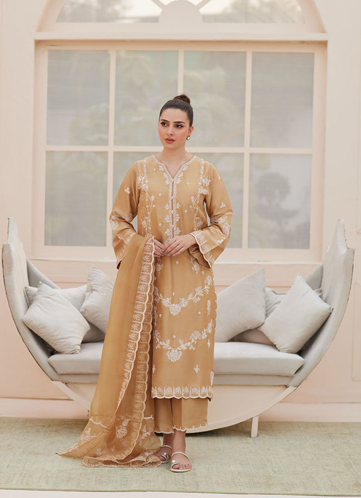 Picture of Bea Taupe Silk Shirt and Dupatta