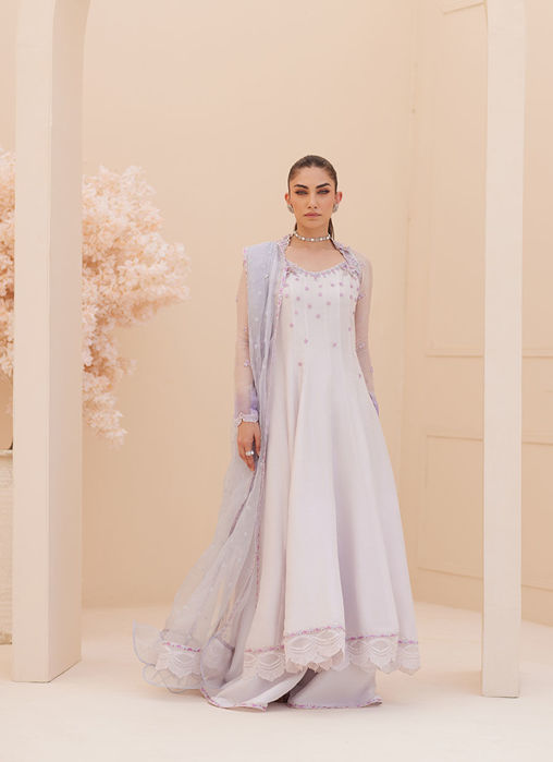 Katniss Silver Pearl Kalidar and Dupatta