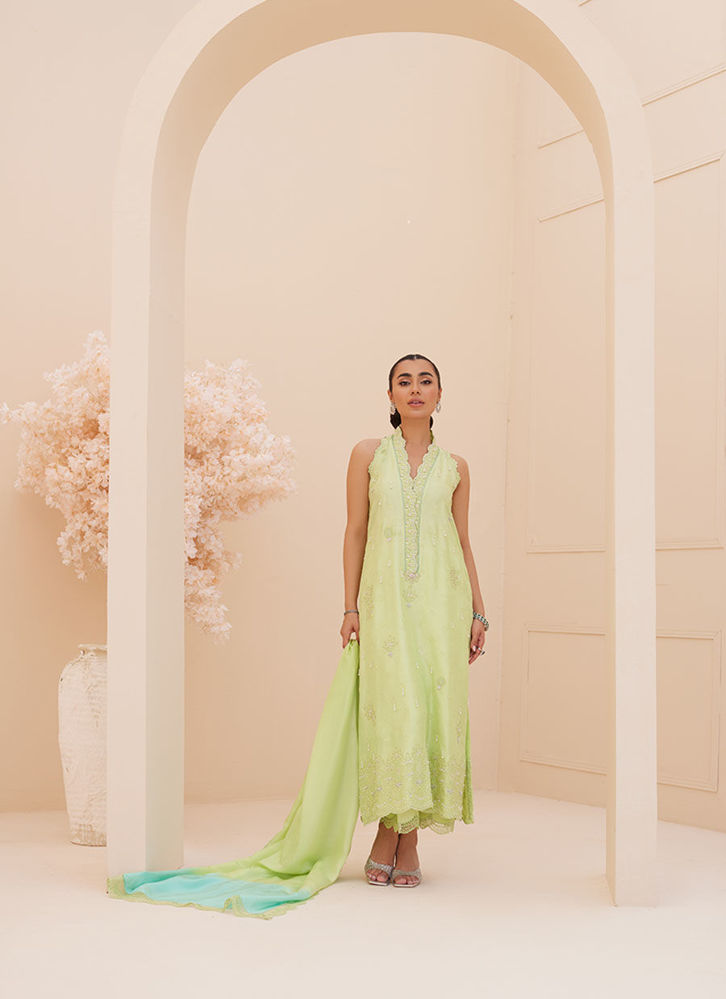 Picture of Pia Embroidered Raw Silk Shirt And Dupatta