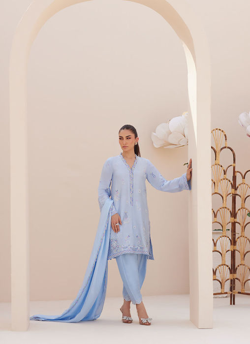 Bettie Cornflower Blue Shirt and Dupatta