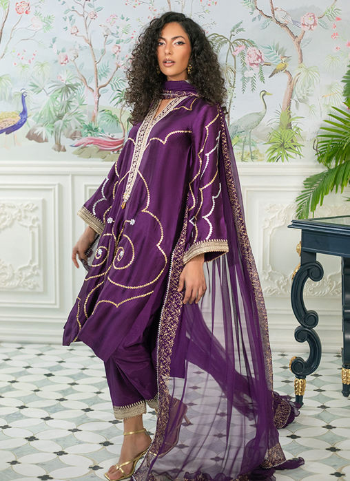 Izali Aubergine - Shirt, Pants And Dupatta