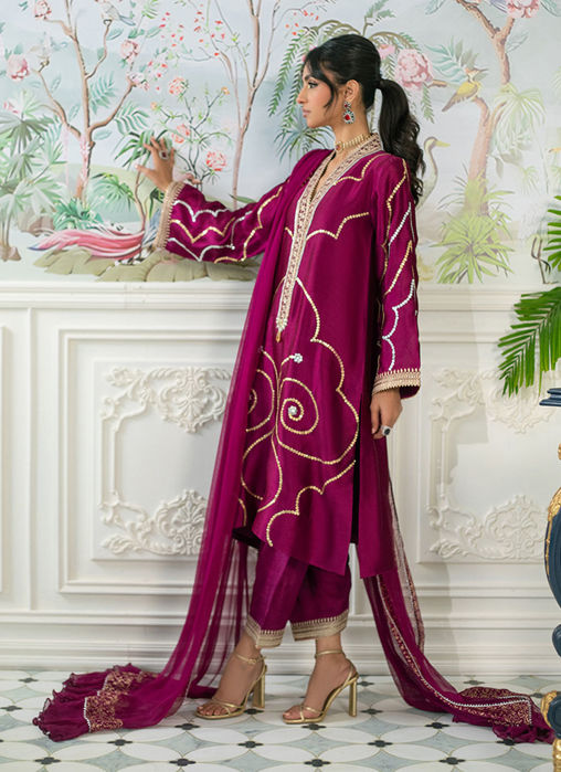 Izali Cranberry- Shirt, Pants And Dupatta