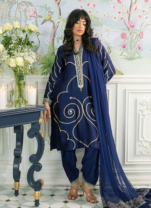 Izali Deep Teal- Shirt, Pants And Dupatta