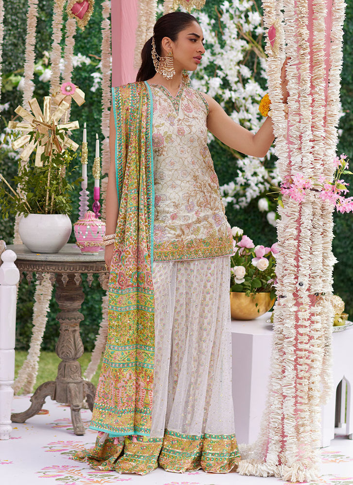 Picture of Alvira Ivory Short Shirt and Lehnga