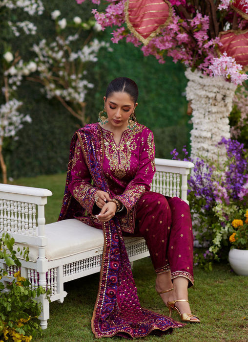 Nura Magenta Shirt and Dupatta