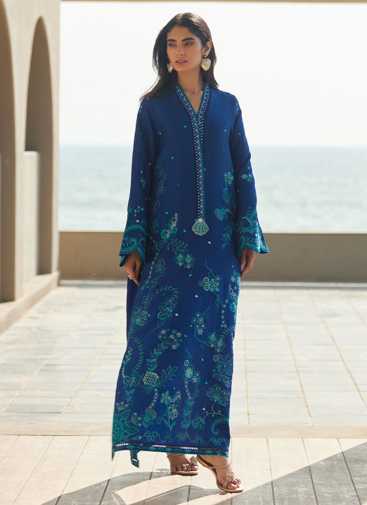Picture of Azurea Teal Silk Kaftan