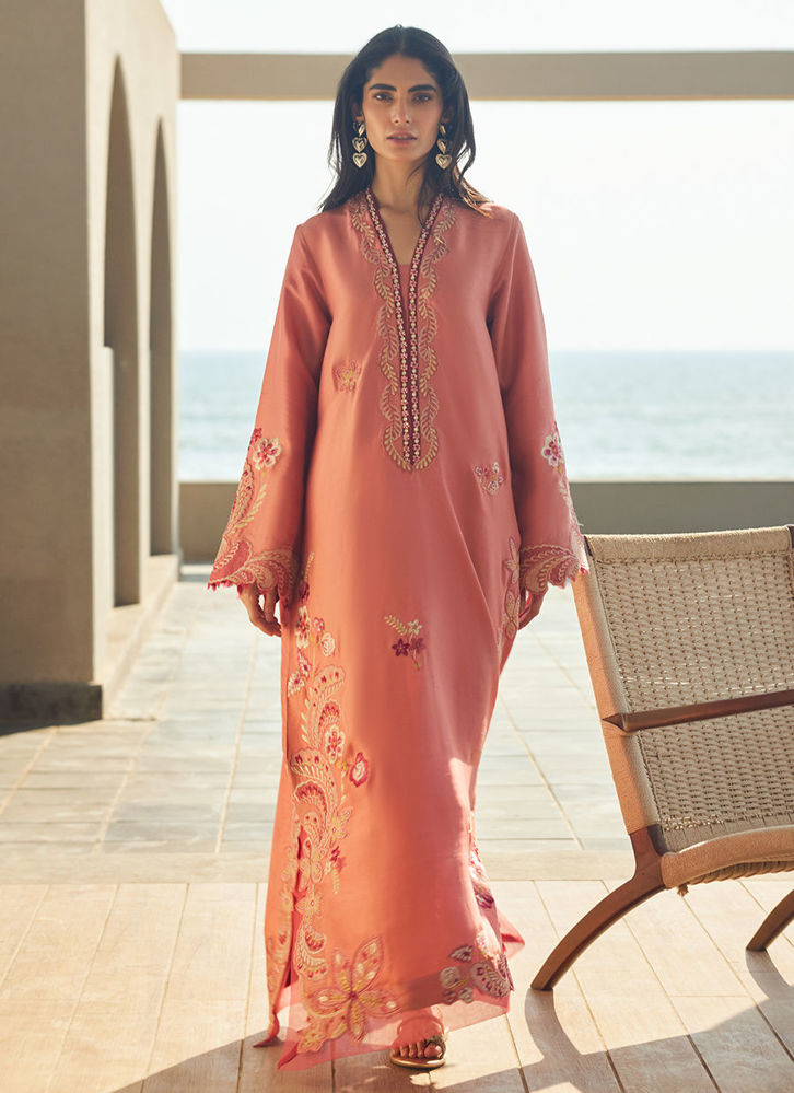 Picture of Nami Coral Silk Kaftan