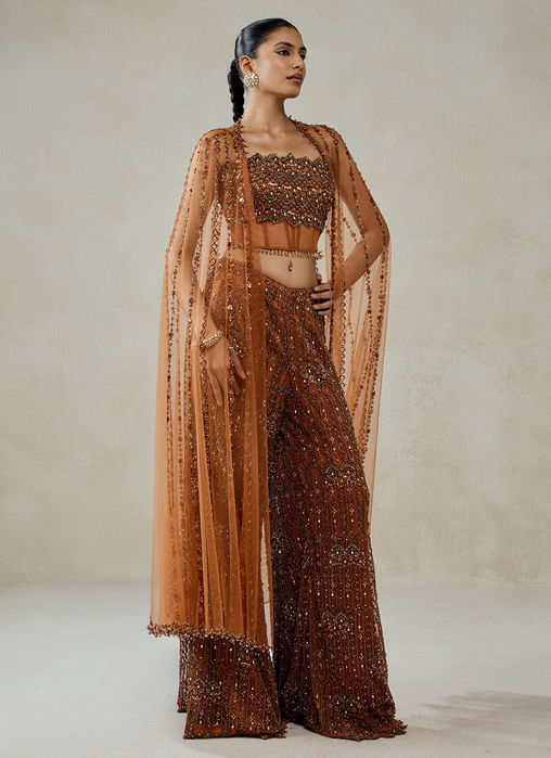 Copper Copper With Cape Sharara Set
