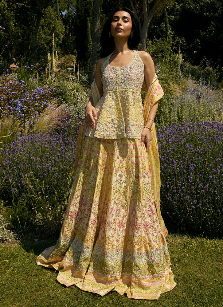 Picture of Jamaya Peplum With Printed Lehenga