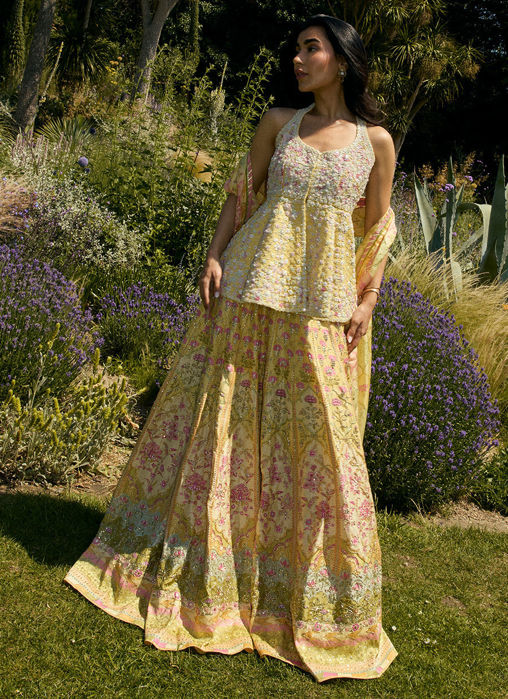 Jamaya Peplum With Printed Lehenga