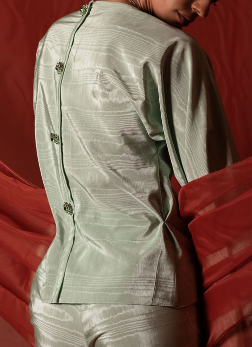 Taffeta Moire Kimono Sleeve Top