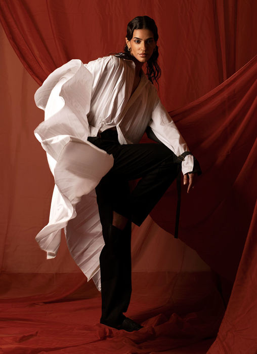 Pleated Poplin Shirt Thobe