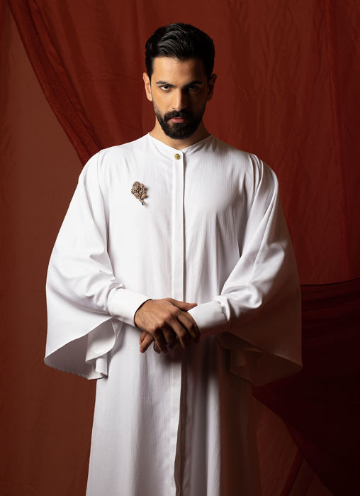 Patterned White Men Thobe