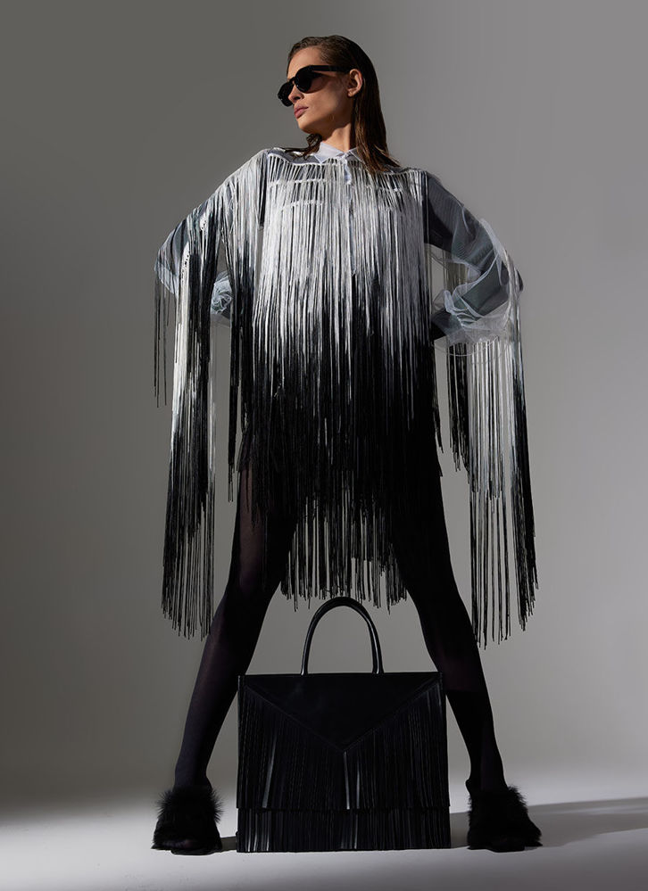Picture of Fringed Tulle Shirt Dress