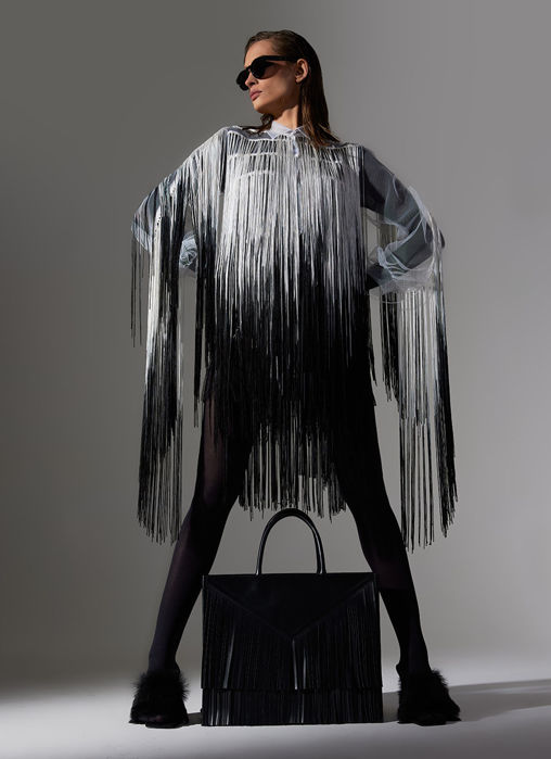 Picture of Fringed Tulle Shirt Dress